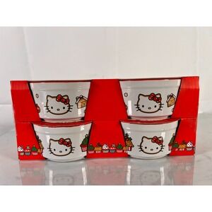 Set Of 4 Hello Kitty Ceramic RAMEKINS Souffle Dish Gingerbread Holiday NEW‎